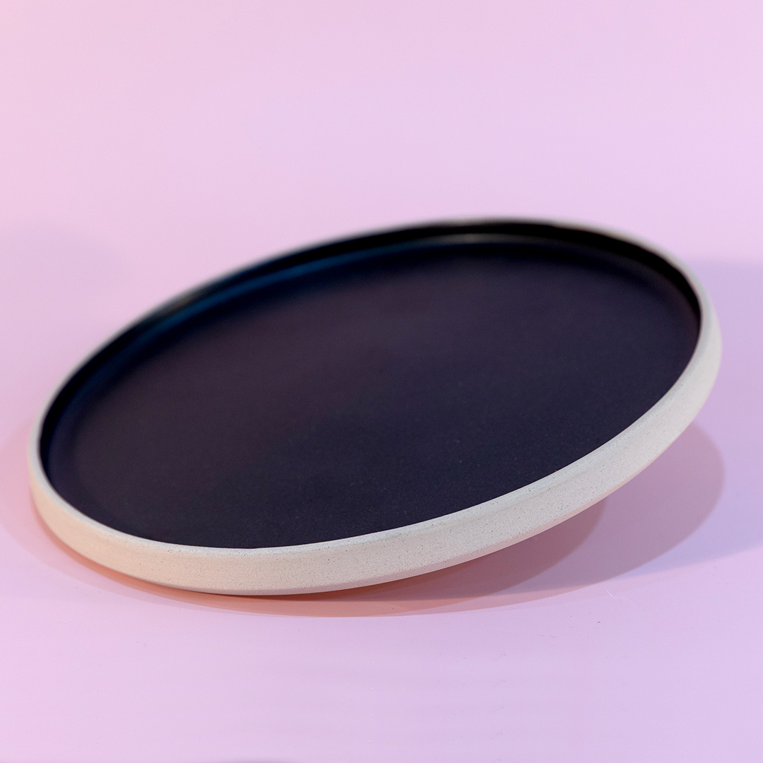 Black handmade ceramic plate