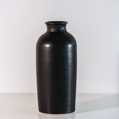 spike neck vase black ceramic